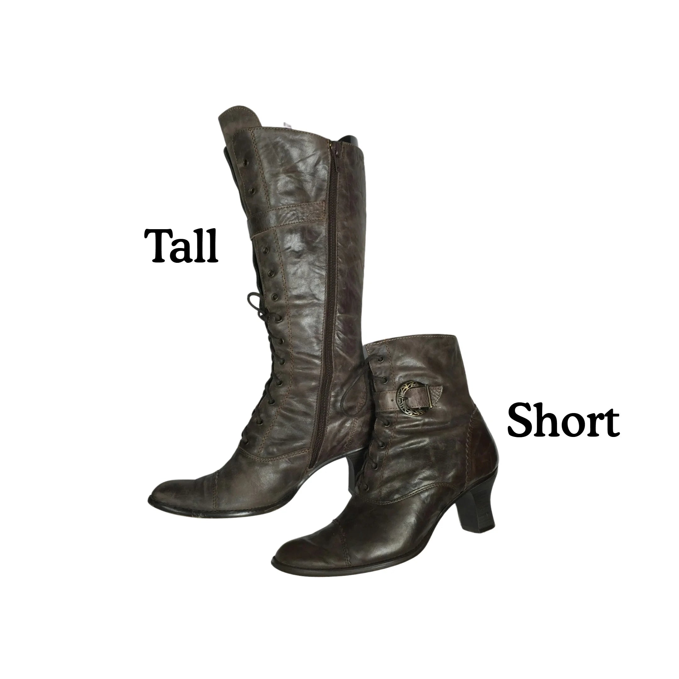 Length of long boots shortened to ankle boots Shane s Shoe Repairs