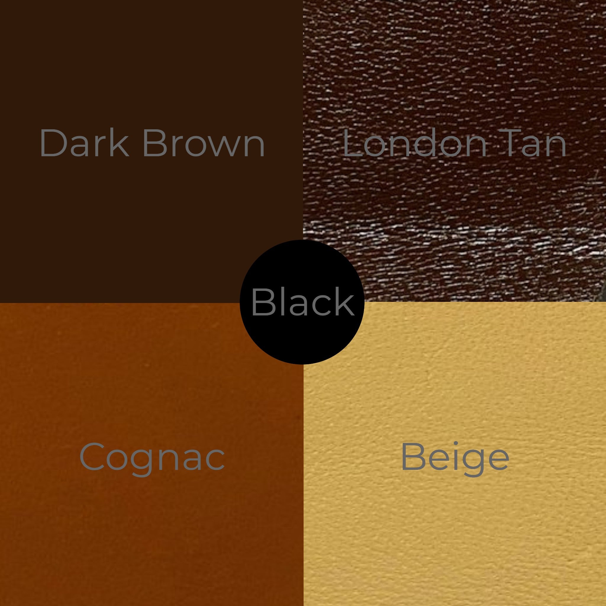 Colour swatch of leather insole colours for shoes and boots and sandals. 
