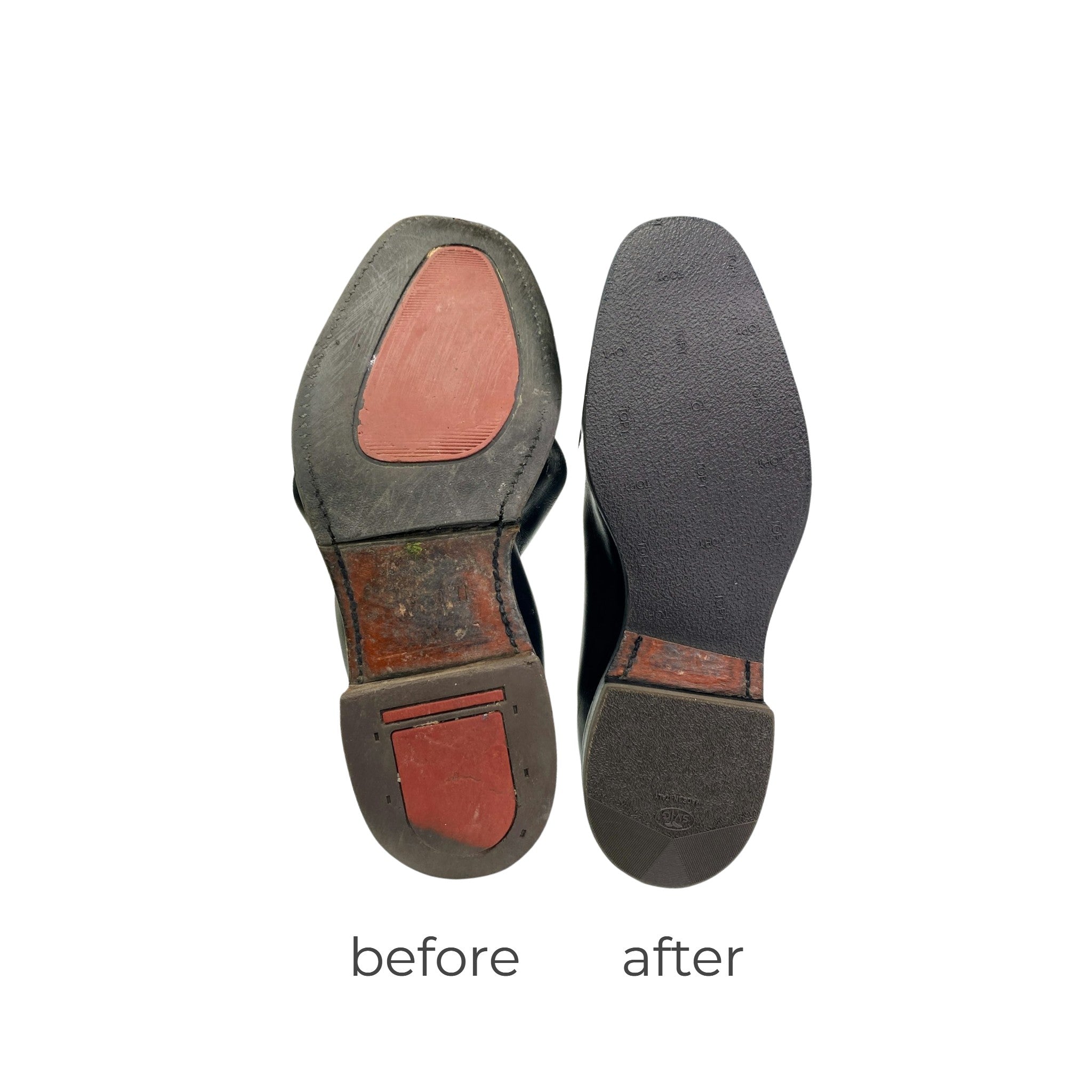 bottom-view-of-rm-williams-boots-showing-old-sole-with-split-and-new-dynamic-flex-sole-after-repair